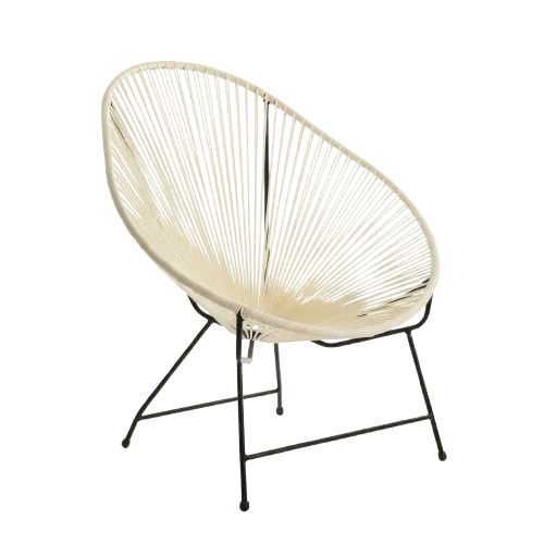 Silla Cancún clásica tejida a mano en tono natural con estructura metálica